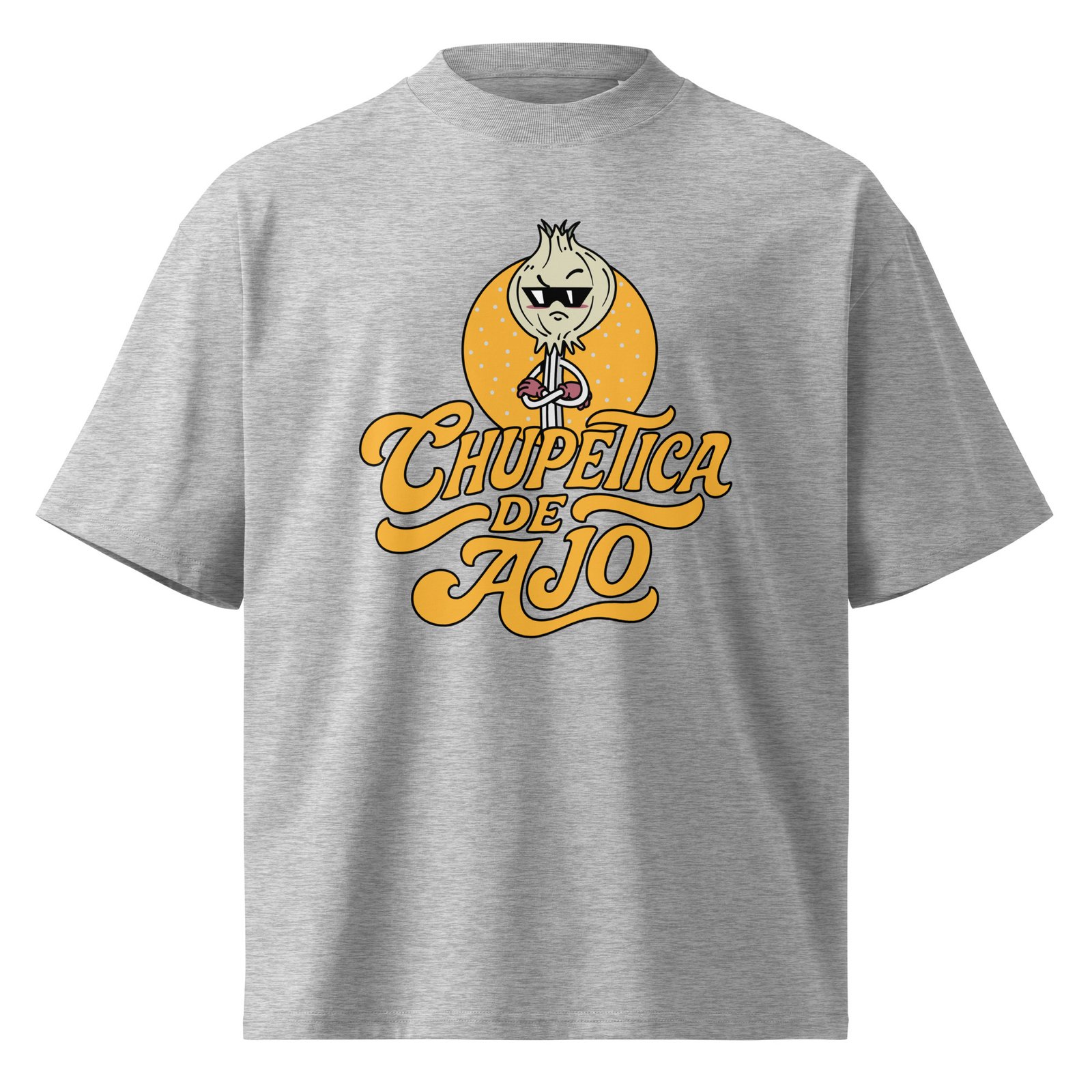Camiseta oversize orgánica de cuello alto unisex (CHUPETA DE AJO)
