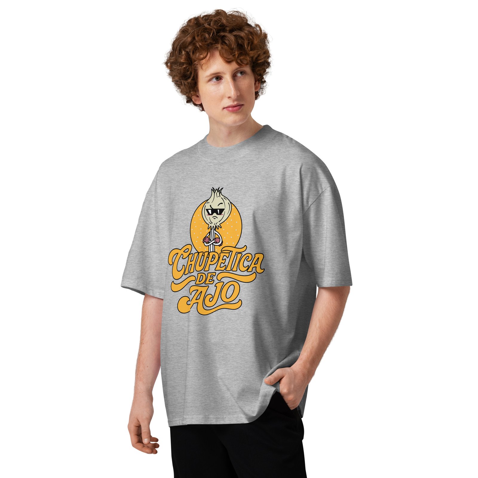 Camiseta oversize orgánica de cuello alto unisex (CHUPETA DE AJO) - Imagen 5